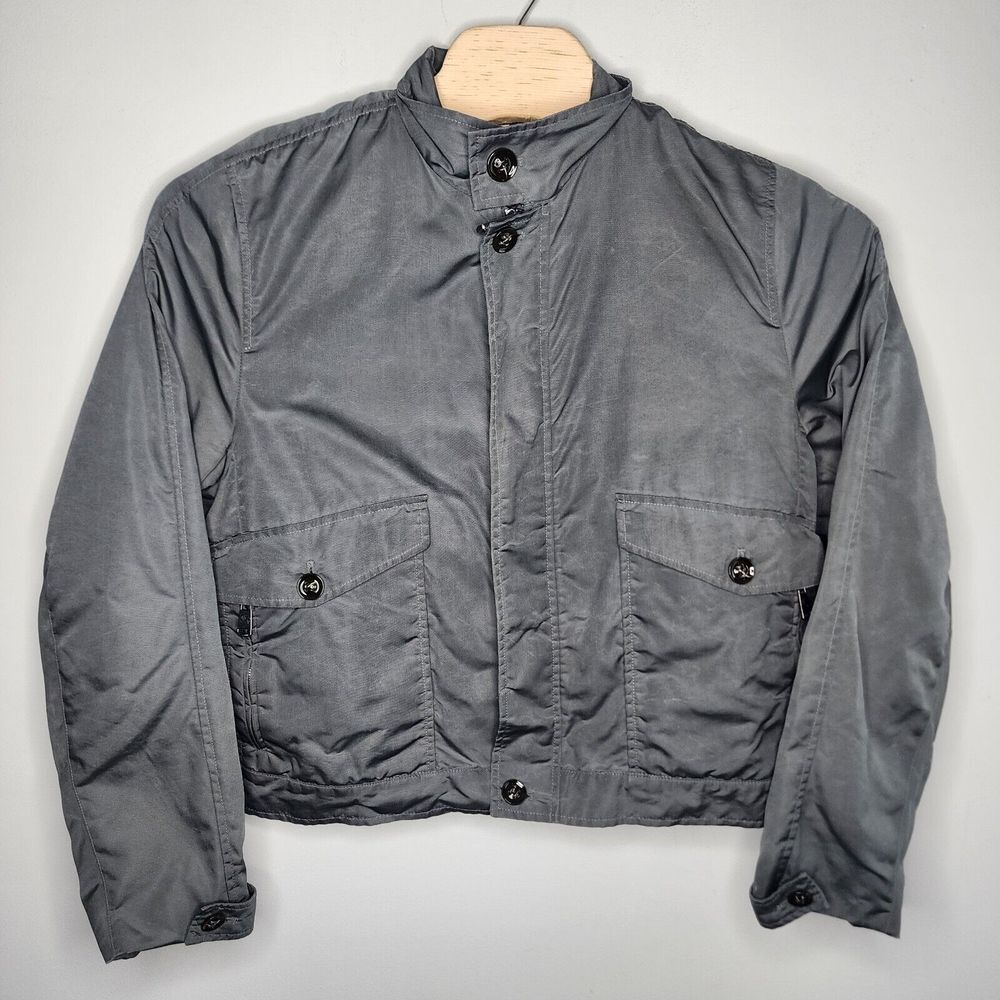 Burberry London Mens Harrington Jacket Charcoal Grey Plaid Size 50 READ‎ Flaw